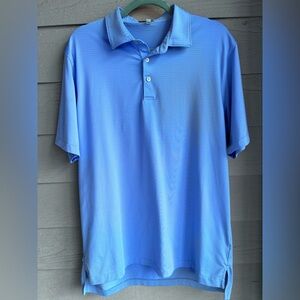 Men Size L Peter Millar Summer Comfort Golf Polo Stripe Shirt Blue